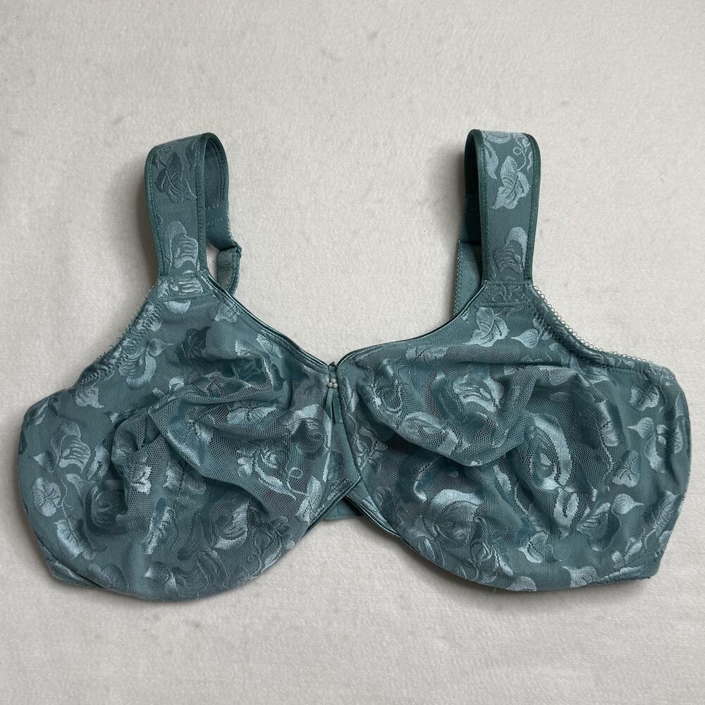 Wacoal Minimizer Bra Womens 42DDD Green Lace Underwire Unpadded Full Coverage